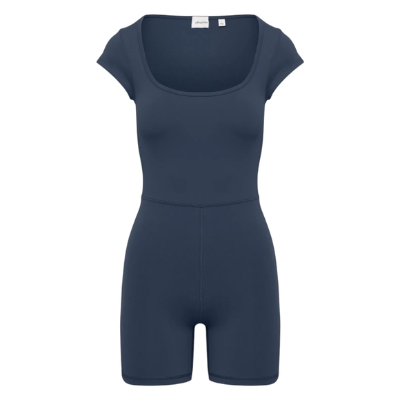 Aritzia Pants - Aritzia Wilfred Free Theodora Romper Stretch Comfy Womens M Performance Run Blue